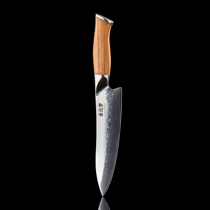 Gudaro - Damaskterasest peakoka nuga TAKUMI 8, 67-kihiline teras, pikkus 20 cm, pähklipuidust käepide