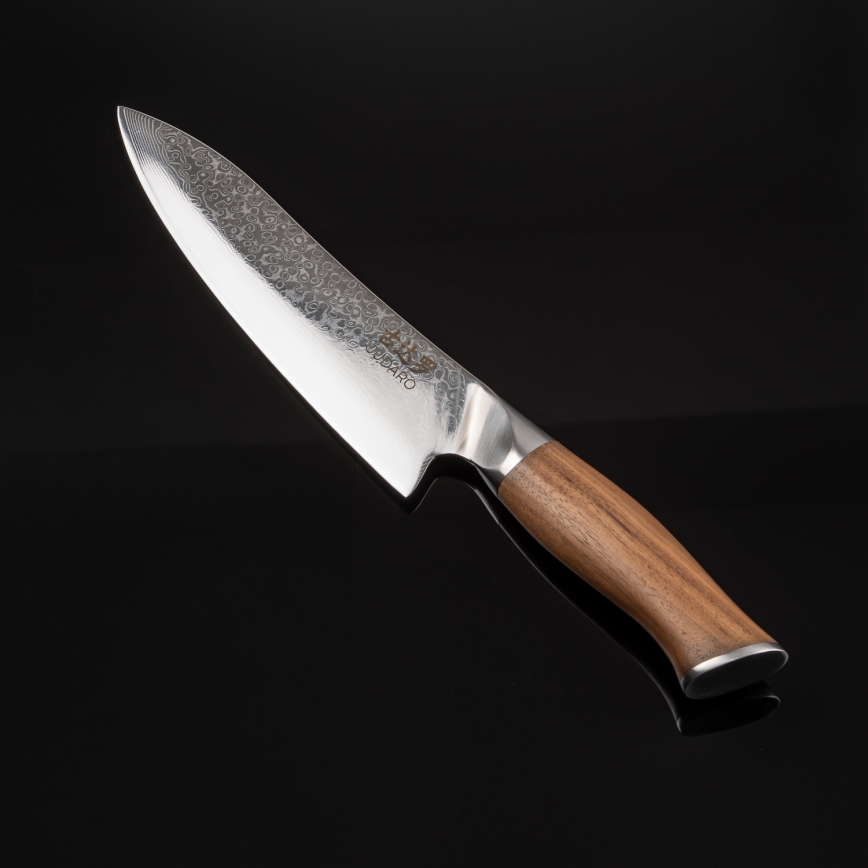 Gudaro - Damaskterasest peakoka nuga TAKUMI 8, 67-kihiline teras, pikkus 20 cm, pähklipuidust käepide