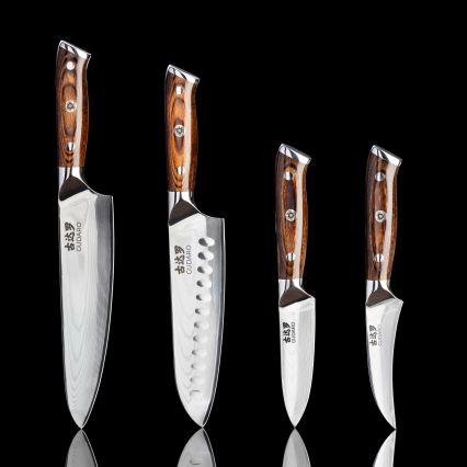 Gudaro - Damaskusest Santoku kööginuga FENG 7,5, 67-kihiline teras, pikkus 18 cm