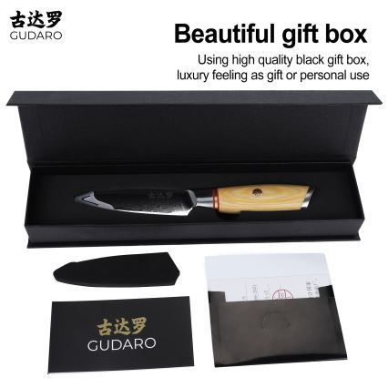 Gudaro - HIKARI damaskterasest kööginuga 3,5, 67-kihiline teras, pikkus 9,5 cm