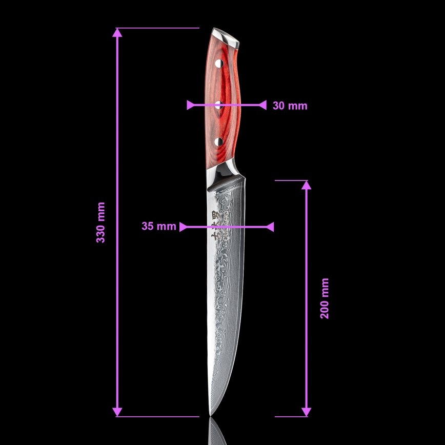 Gudaro - KENSHO 8 damaskusest portsjoninuga, 67 terasekihti, pikkus 20 cm