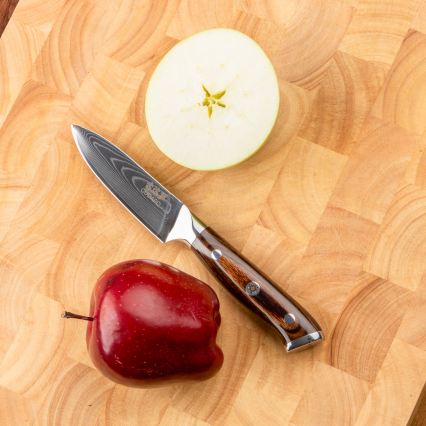 Gudaro - KOMPLEKT 2x damaskterasest Santoku kööginuga FENG 7,5, 67-kihiline teras, tera pikkus 18 cm + 1x TASUTA damaskterasest kööginuga FENG 3,5, 67-kihiline teras, tera pikkus 9,5 cm