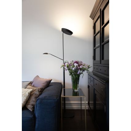 Halo Design 716067 - hämardatav LED-põrandalamp VEGAS LED/20W/230V + LED/5W must/läikiv kroom