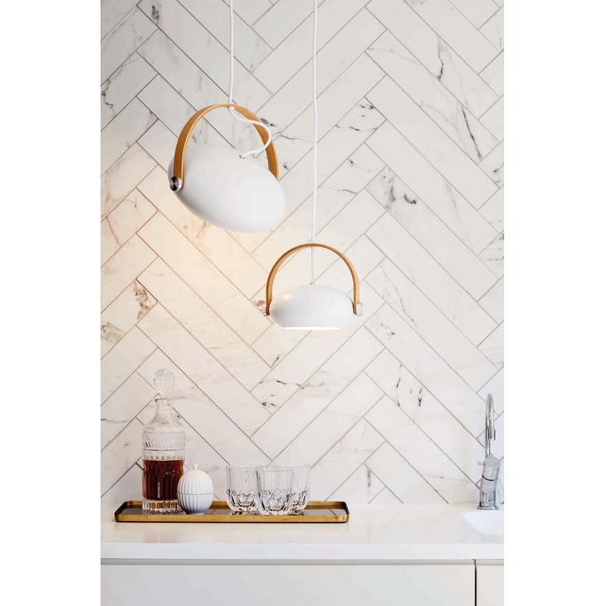 Halo Design 734337 - Rippvalgusti kaabliga DC 1xE27/40W/230V läbimõõt 26 cm valge/tamm