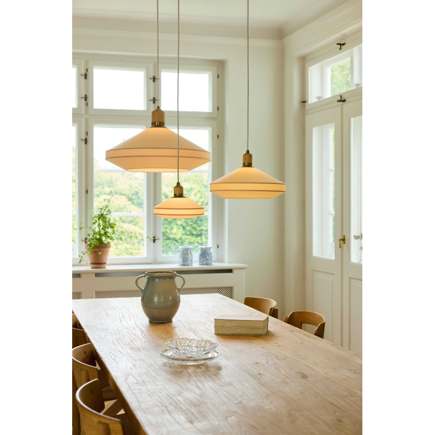 Halo Design 744091 - Rippvalgusti PARIS kaabliga, 1xE14/40W/230V, läbimõõt 24 cm, kreemjas/messing/tamm