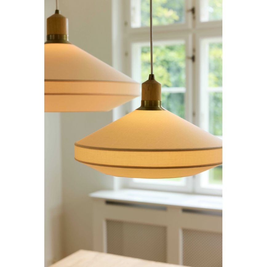 Halo Design 744091 - Rippvalgusti PARIS kaabliga, 1xE14/40W/230V, läbimõõt 24 cm, kreemjas/messing/tamm