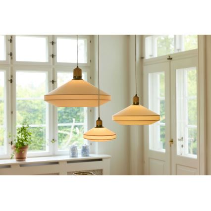 Halo Design 744091 - Rippvalgusti PARIS kaabliga, 1xE14/40W/230V, läbimõõt 24 cm, kreemjas/messing/tamm