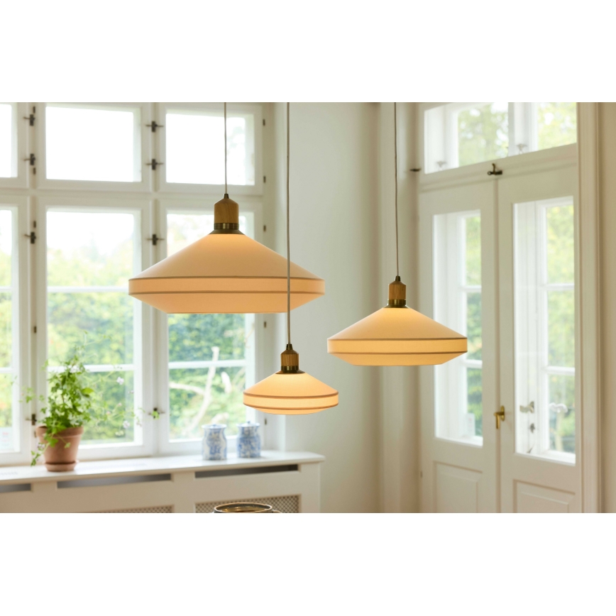Halo Design 744091 - Rippvalgusti PARIS kaabliga, 1xE14/40W/230V, läbimõõt 24 cm, kreemjas/messing/tamm