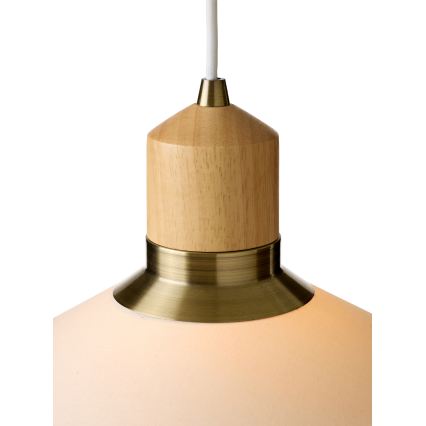 Halo Design 744091 - Rippvalgusti PARIS kaabliga, 1xE14/40W/230V, läbimõõt 24 cm, kreemjas/messing/tamm