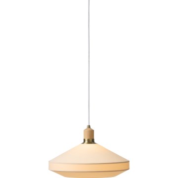 Halo Design 744206 - Rippvalgusti kaabliga PARIS 1xE27/60W/230V läbimõõt 40 cm kreem/messing/tamm