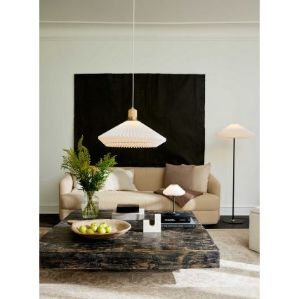 Halo Design 744268 - Pendelvalgusti PARIS 1xE27/60W/230V läbimõõt 56 cm valge/messing/tamm