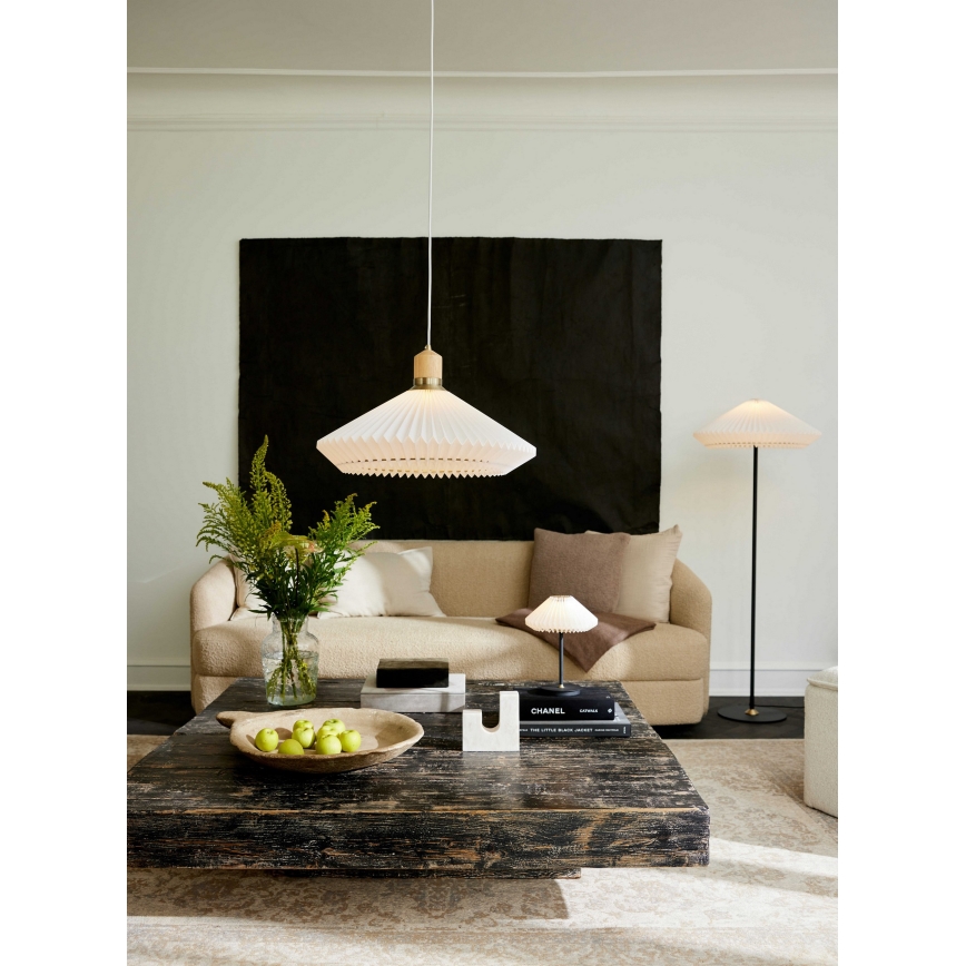 Halo Design 744268 - Pendelvalgusti PARIS 1xE27/60W/230V läbimõõt 56 cm valge/messing/tamm