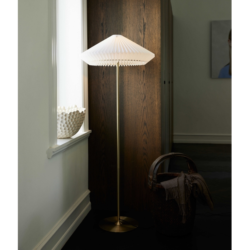 Halo Design 745050 - Põrandalamp PARIS 1xE27/40W/230V messing/valge/tamm