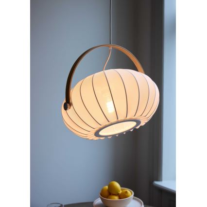 Halo Design 746347 - Ripatslühter kaabliga DC 1xE27/40W/230V, läbimõõt 40 cm, valge/tamm