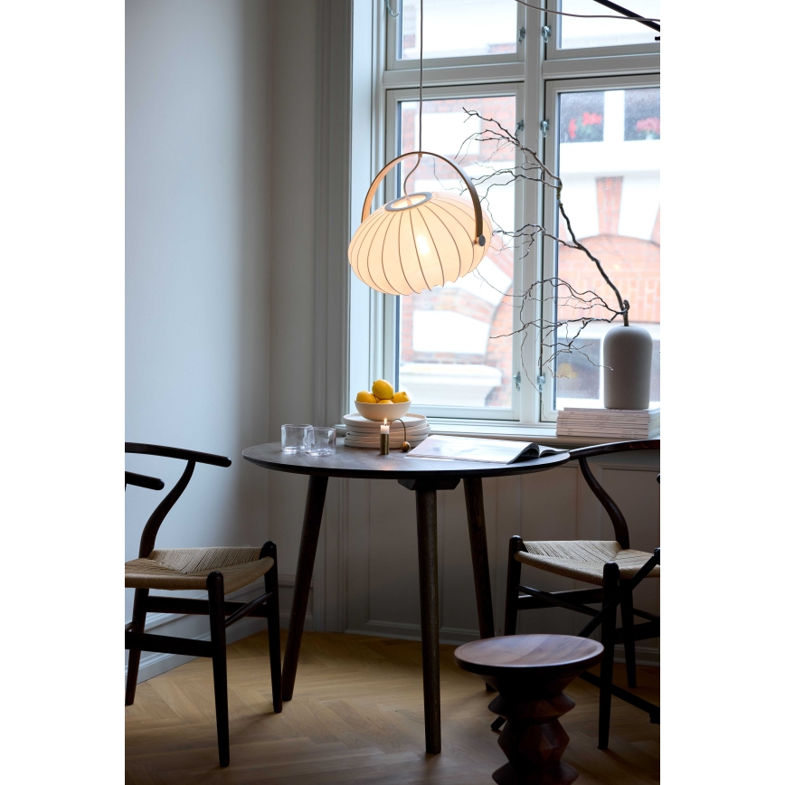 Halo Design 746347 - Ripatslühter kaabliga DC 1xE27/40W/230V, läbimõõt 40 cm, valge/tamm