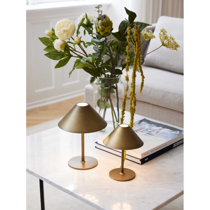 Halo Design 800841 - HYGGE hämardatav laetav välistingimuste LED-laualamp LED/3W/4000 mAh IP54 messing