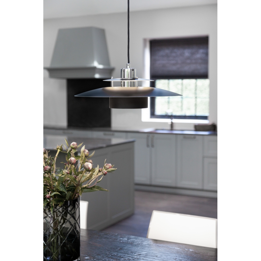 Halo Design 990259 - rippvalgusti juhtmega SORUP 1xE27/40W/230V, läbimõõt 40 cm, must/läikiv kroom