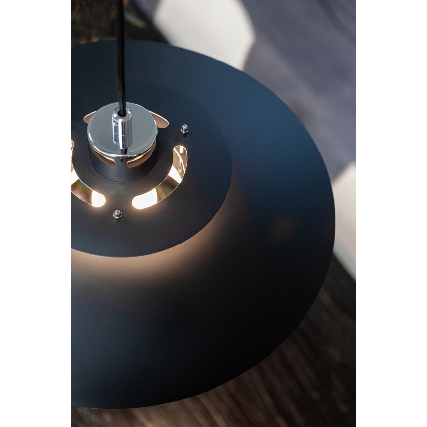 Halo Design 990259 - rippvalgusti juhtmega SORUP 1xE27/40W/230V, läbimõõt 40 cm, must/läikiv kroom