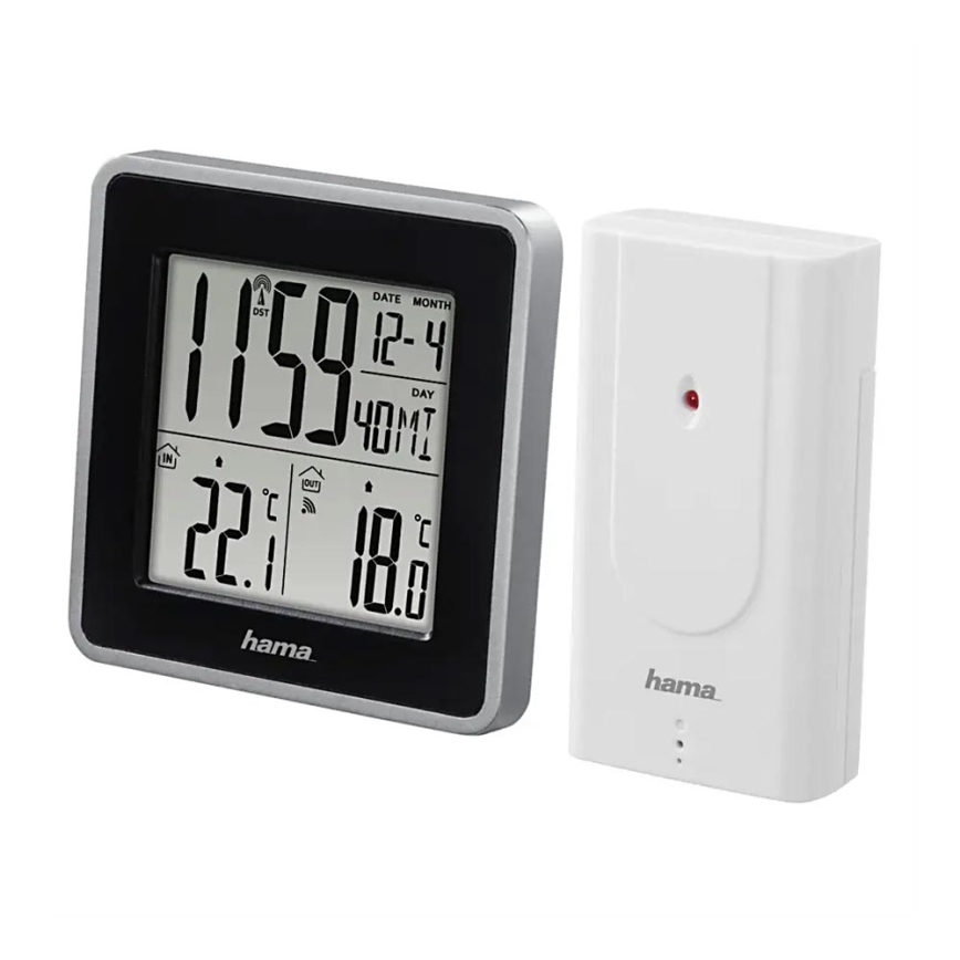 Hama - Ilmajaam LCD ekraaniga ja äratuskell 2xAA + 2xAA must/hall