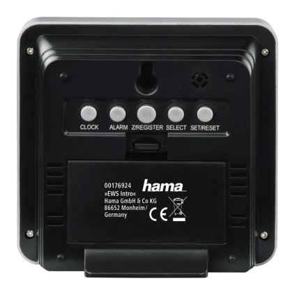 Hama - Ilmajaam LCD ekraaniga ja äratuskell 2xAA + 2xAA must/hall