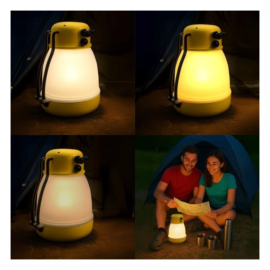 Hämardatav kaasaskantav laetav LED-lamp powerbanki funktsiooniga LUMINA MINIO LED/5V 1800 mAh IP44, kollane