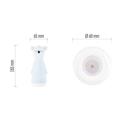 Hämardatav laetav lastele mõeldud LED-taskulamp öövalgusega 2-ühes LED/3,7V 1200 mAh