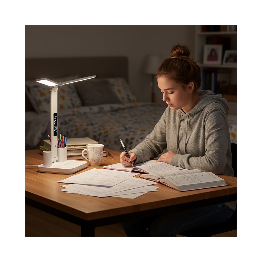 LED-hämardatav laetav laualamp NOBLITE P LED/5W/5V 3000/4000/6000K 2200 mAh valge