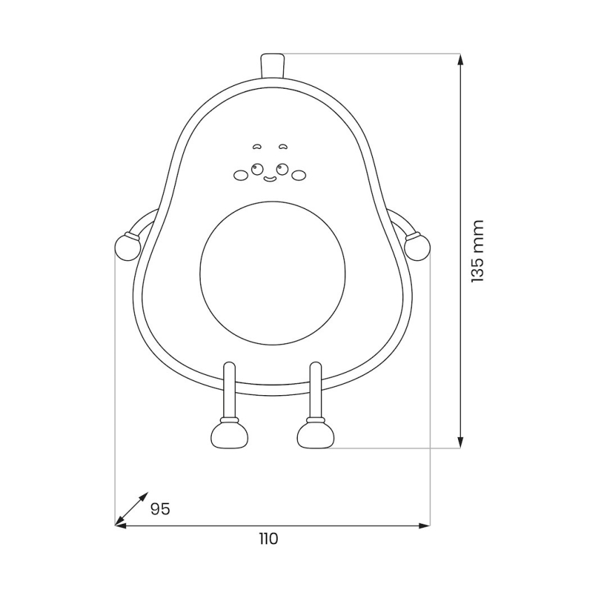 LED hämardatav, laetav, puutetundlik laste öölamp AVOCADO LED/1W/5V 1200 mAh