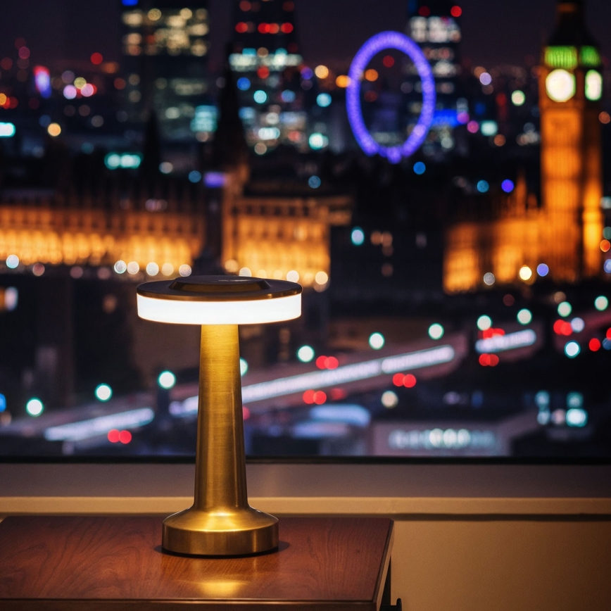 Hämardatav laetav LED-laualamp LONDON LED/2W/5V 2700K/4000K/6500K 400 mAh kuldne