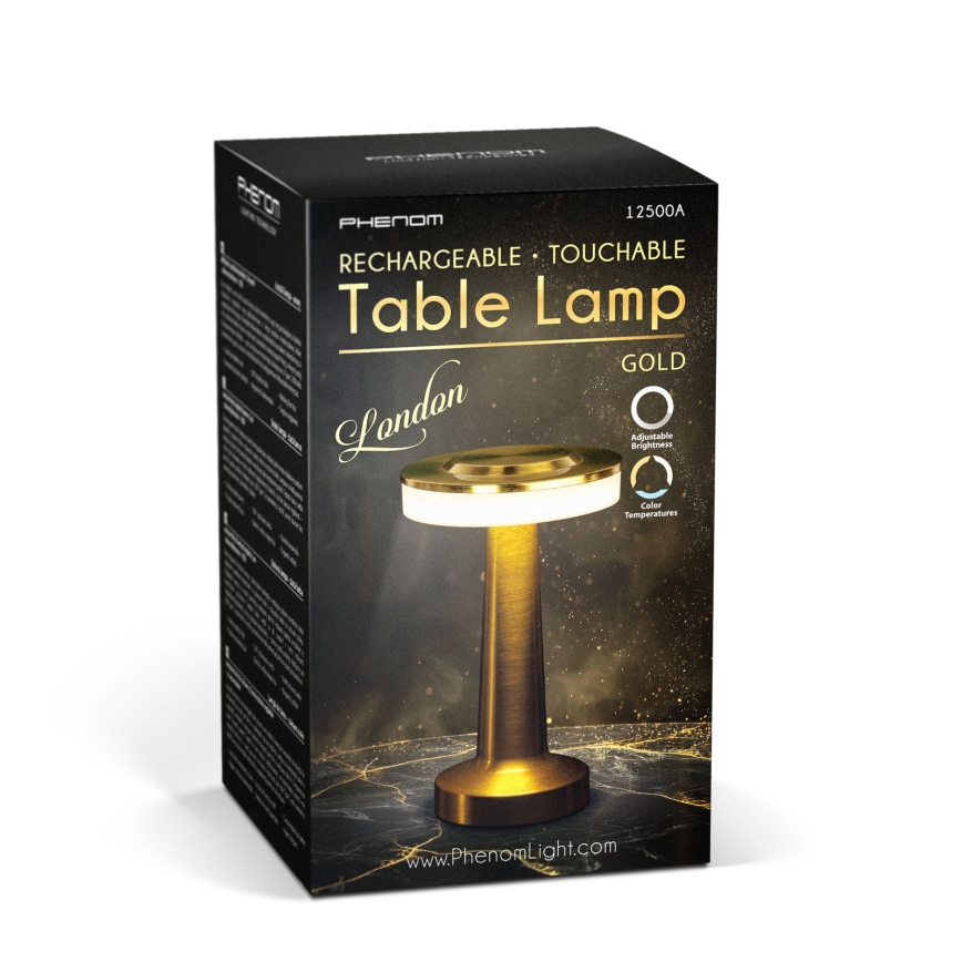 Hämardatav laetav LED-laualamp LONDON LED/2W/5V 2700K/4000K/6500K 400 mAh kuldne