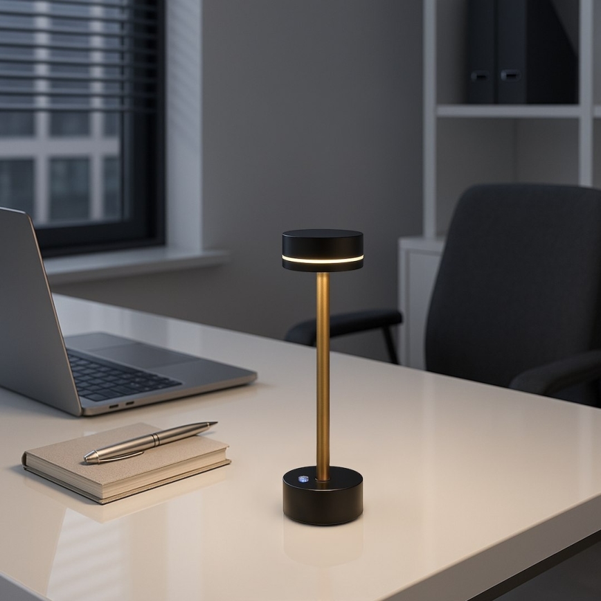 Hämardatav laetav LED-laualamp SAM LED/5W/5V 3600 mAh must/kuldne