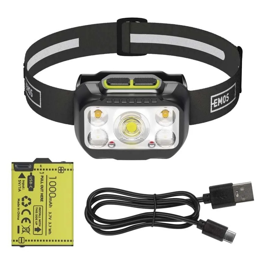 Hämardatav laetav LED-pealamp/3xAAA/1000 mAh 3,7V