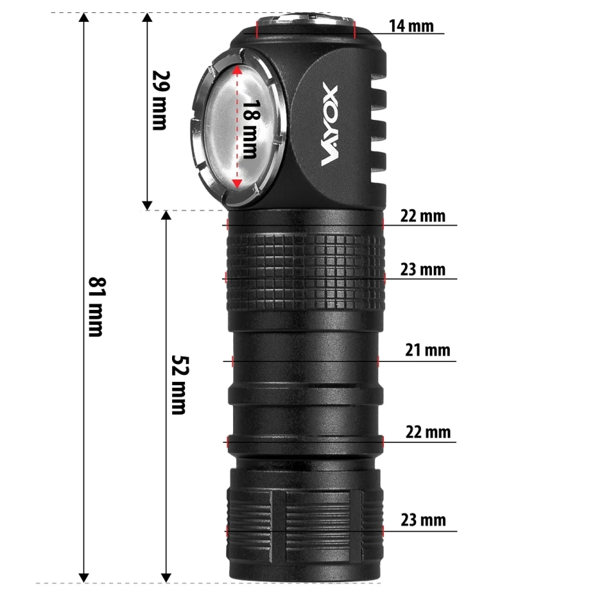 Hämardatav laetav LED-pealamp punase valgusega 3-ühes LED/10W/5V IP66 500 lm 800 mAh