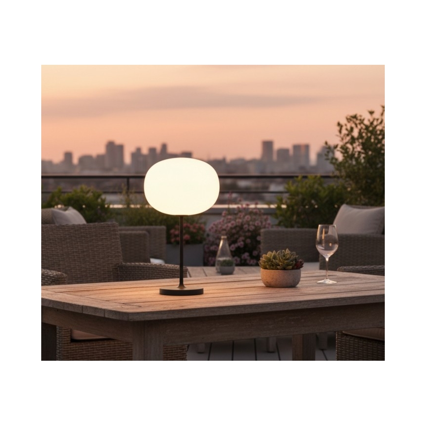 LED hämardatav laetav välitingimustes laualamp VENEZIA LED/2W/5V 2700K IP54 4000 mAh must