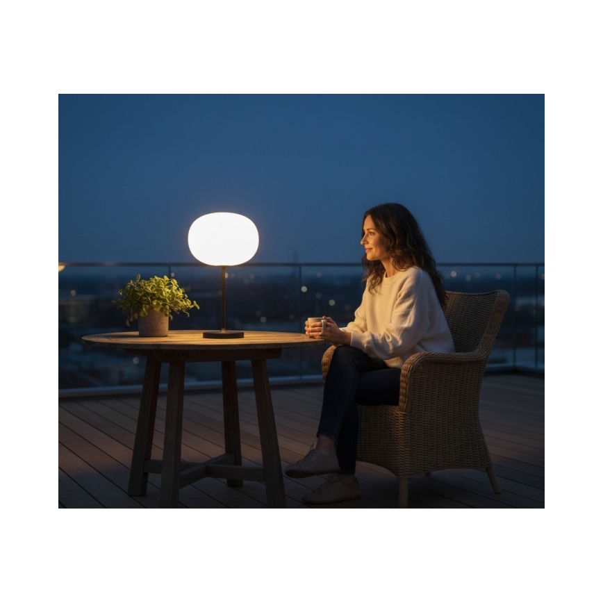 LED hämardatav laetav välitingimustes laualamp VENEZIA LED/2W/5V 2700K IP54 4000 mAh must