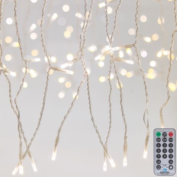 Hämardatav LED-jõulukardin väliskasutuseks CURTAIN 360xLED/8,4W/230V 2x2 m IP44 soe valge + kaugjuhtimispult