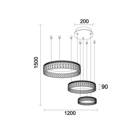 Hämardatav LED-kristallkroonlühter köisel THALIA LED/120W/230V 3000-6000K + kaugjuhtimispult