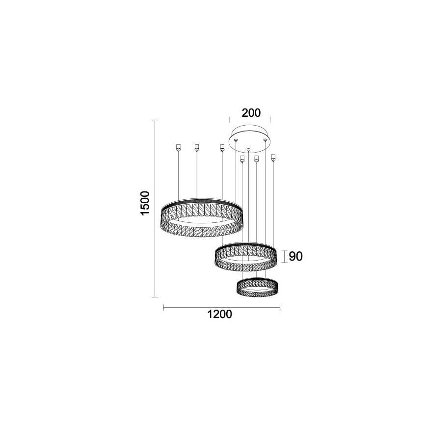 Hämardatav LED-kristallkroonlühter köisel THALIA LED/120W/230V 3000-6000K + kaugjuhtimispult