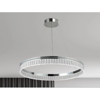 Hämardatav kristall-lühter THALIA, riputuskaabliga, LED/55W/230V 3000-6000K, läbimõõt 80 cm + kaugjuhtimispult