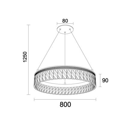 Hämardatav kristall-lühter THALIA, riputuskaabliga, LED/55W/230V 3000-6000K, läbimõõt 80 cm + kaugjuhtimispult