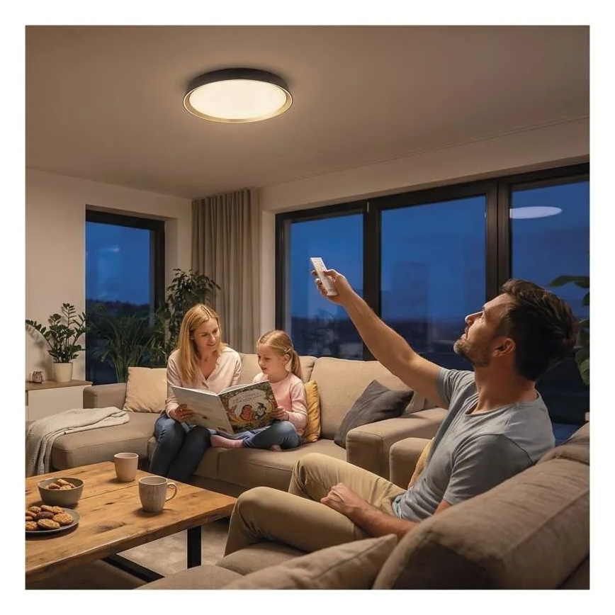 Hämardatav LED-laelamp ILVI LED/30W/230V 2700-6500K, läbimõõt 40 cm, must/messing + kaugjuhtimispult