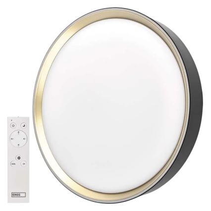 Hämardatav LED-laelamp ILVI LED/30W/230V 2700-6500K, läbimõõt 40 cm, must/messing + kaugjuhtimispult