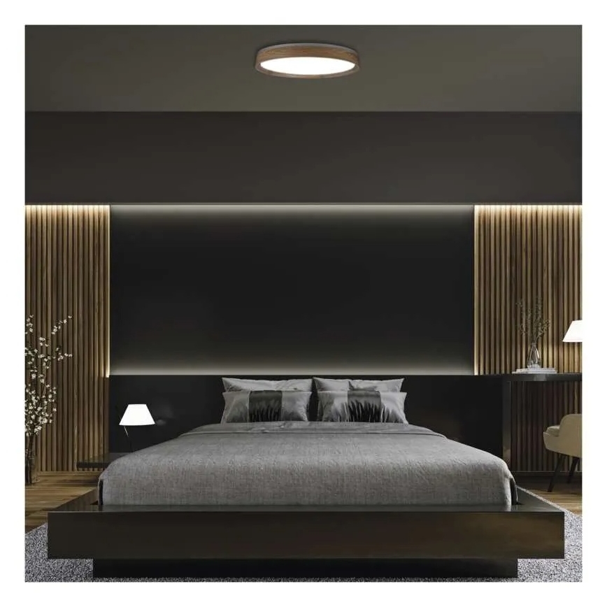 LED hämardatav laelamp ILVI LED/45W/230V 2700-6500K läbimõõt 50 cm puitdekoor + kaugjuhtimispult