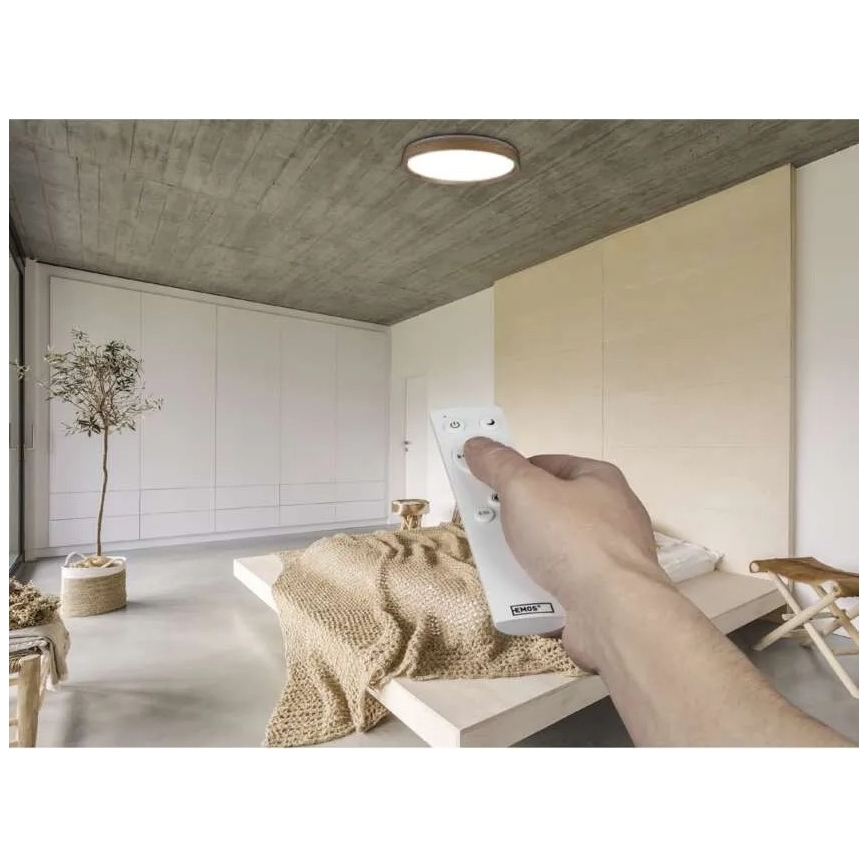 LED hämardatav laelamp ILVI LED/45W/230V 2700-6500K läbimõõt 50 cm puitdekoor + kaugjuhtimispult