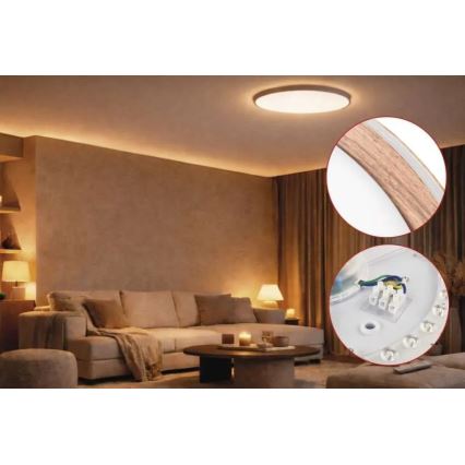 LED hämardatav laelamp ILVI LED/45W/230V 2700-6500K läbimõõt 50 cm puitdekoor + kaugjuhtimispult