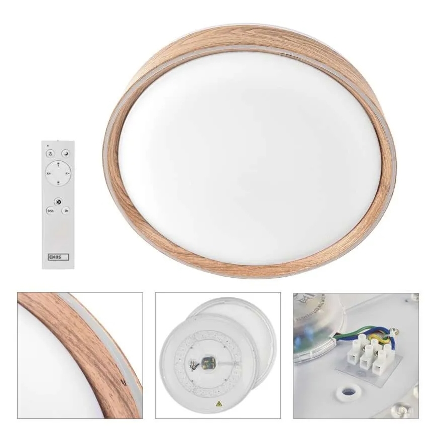 LED hämardatav laelamp ILVI LED/45W/230V 2700-6500K läbimõõt 50 cm puitdekoor + kaugjuhtimispult