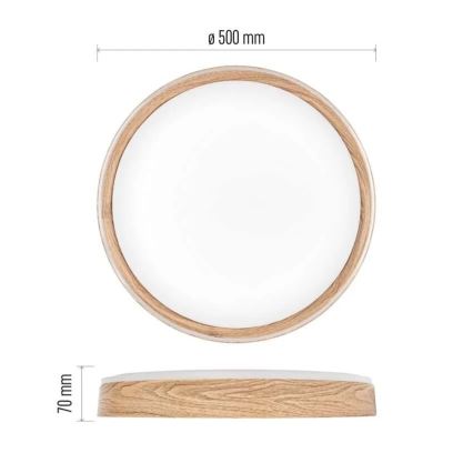 LED hämardatav laelamp ILVI LED/45W/230V 2700-6500K läbimõõt 50 cm puitdekoor + kaugjuhtimispult