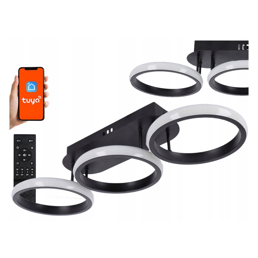 LED hämardatav laevalgusti LED/30W/230V 3000-6500K must Wi-Fi Tuya + kaugjuhtimispult