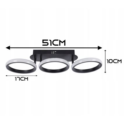 LED hämardatav laevalgusti LED/30W/230V 3000-6500K must Wi-Fi Tuya + kaugjuhtimispult
