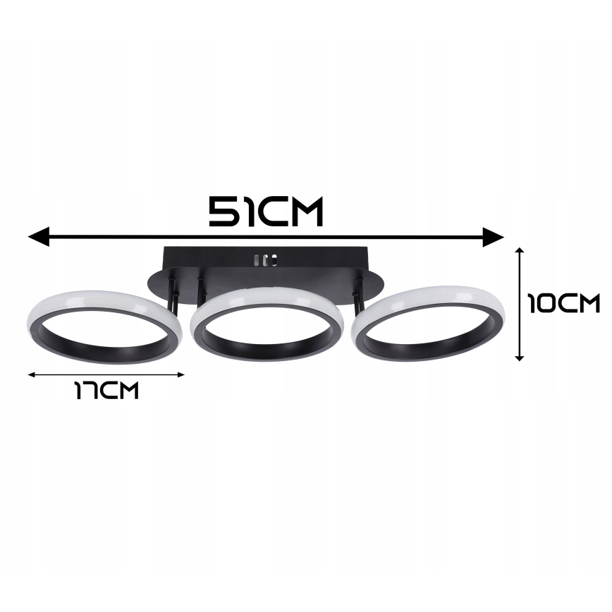 LED hämardatav laevalgusti LED/30W/230V 3000-6500K must Wi-Fi Tuya + kaugjuhtimispult